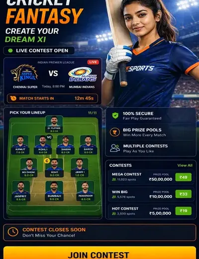 Come (Come Com) fantasy cricket & matchday visual 3